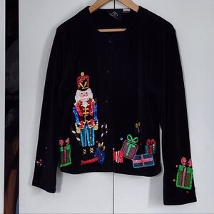 Michael Simon Black Jacket with Nutcracker and Gift Design